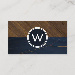 Tarjeta De Visita Monograma Wood Two Tone Business Card