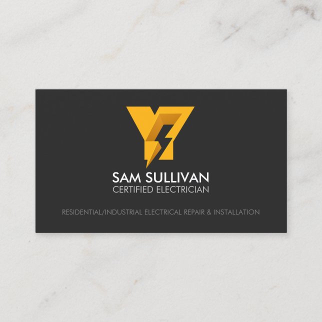 Tarjeta De Visita Monograma Y de contratista eléctrico (Anverso)