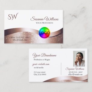 Tarjeta De Visita Monograma y foto con el logotipo blanco de la deco
