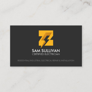 Tarjeta De Visita Monograma Z de contratista eléctrico
