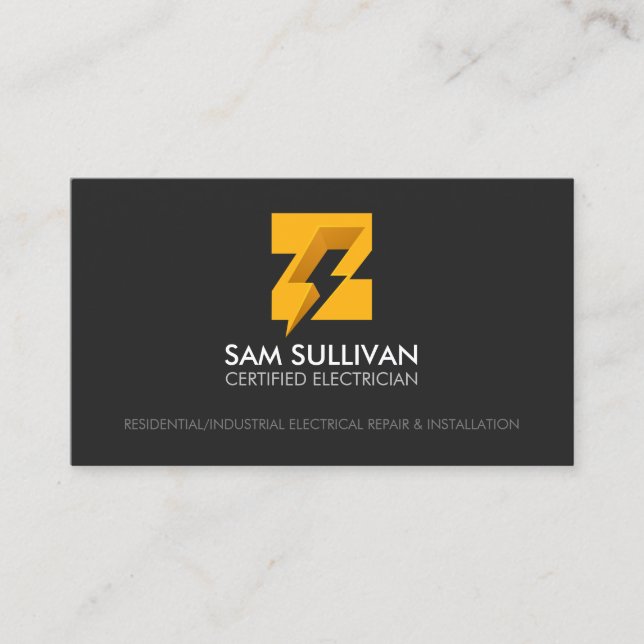 Tarjeta De Visita Monograma Z de contratista eléctrico (Anverso)