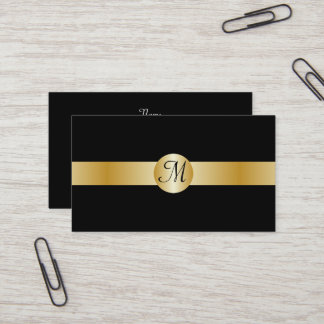 Tarjeta De Visita Monogramada En Negro Y Dorado