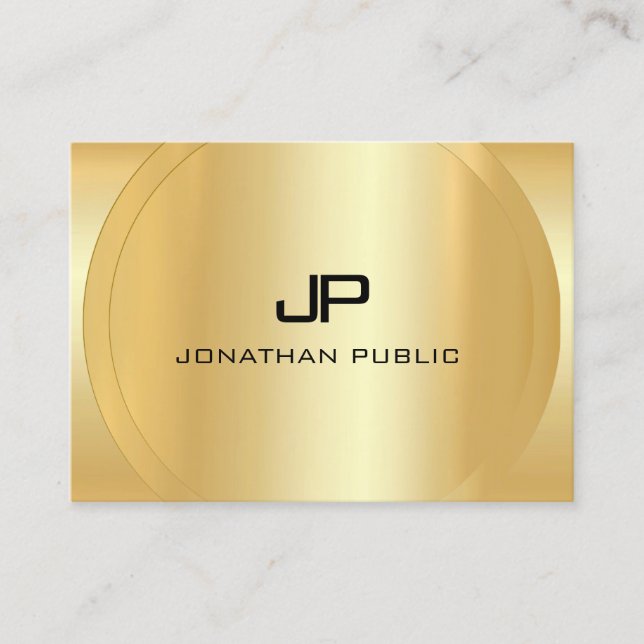 Tarjeta De Visita Monogramada plantilla moderna elegante Faux Gold (Anverso)