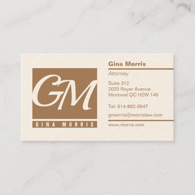 Tarjeta de visita monogramada profesional (Anverso)