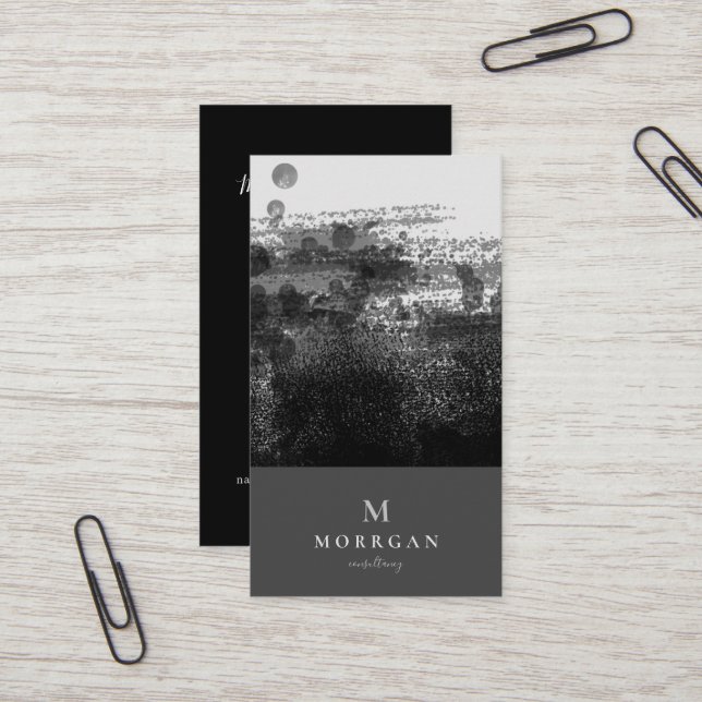 Tarjeta De Visita Monogramado de gris negro profesional moderno (Anverso/Reverso In Situ)