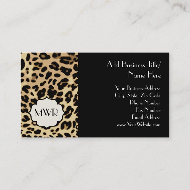 Tarjeta De Visita Monogramado de impresión Sassy Leopard (Anverso)