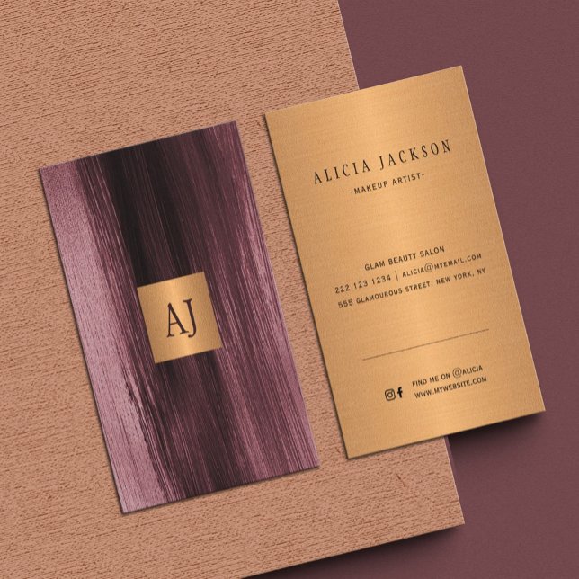 Tarjeta De Visita Monogramado de oro elegante y moderno (Subido por el creador)