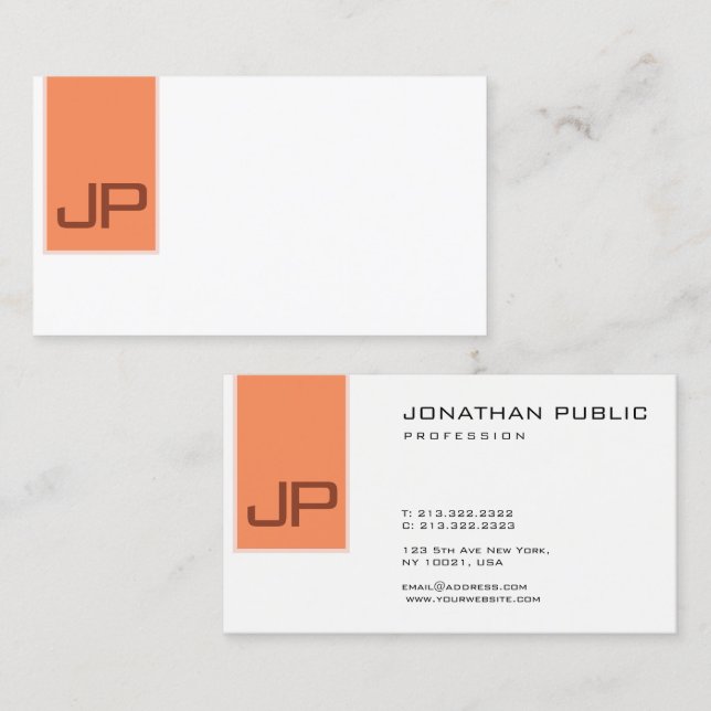 Tarjeta De Visita Monogramado elegante moderna plantilla simple (Anverso / Reverso)