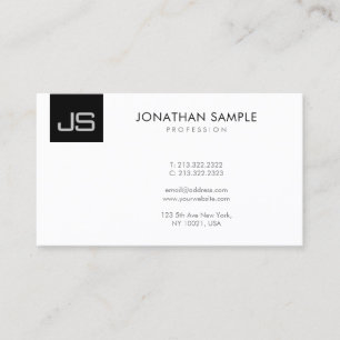 Tarjeta De Visita Monogramado Elegante Negro Y Blanco Moderno Sencil