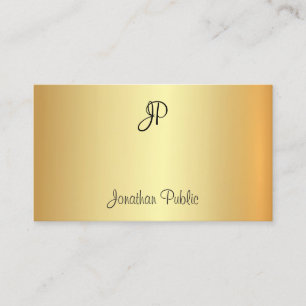 Tarjeta De Visita Monogramado Glamoroso Gold Profesional Moderno