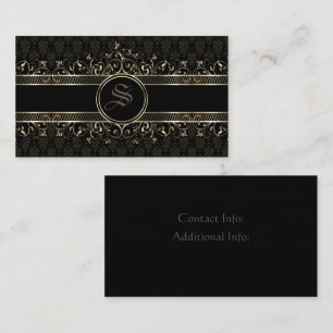 Tarjeta De Visita Monogramado gótico negro y dorado
