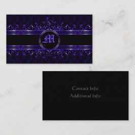 Tarjeta De Visita Monogramado gótico negro y morado