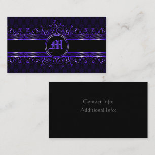 Tarjeta De Visita Monogramado gótico negro y morado