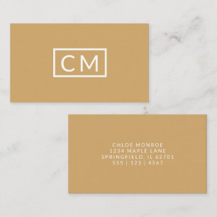 Tarjeta De Visita Monogramado Moderno Mínimo Mostaza Amarillo