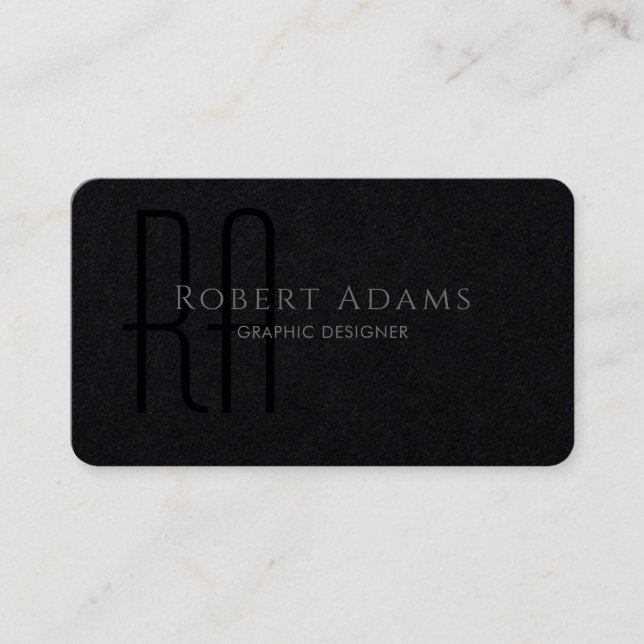 Tarjeta De Visita Monogramado negro y gris profesional premium (Anverso)