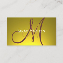 Tarjeta De Visita Monogramas amarillos simples personalizados