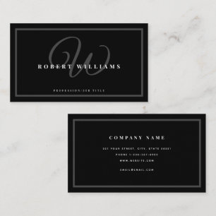 Tarjeta De Visita Monogramed Elegant Black Profesional Moderno