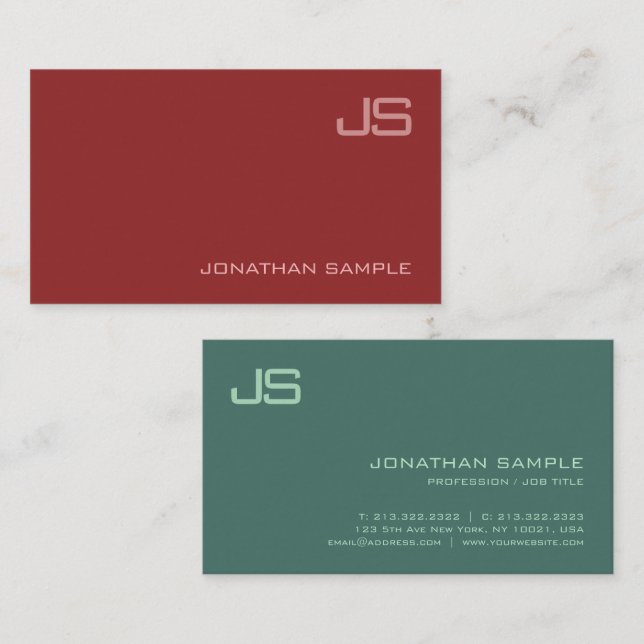Tarjeta De Visita Monogramed Elegant Moderno Profesional Trendy (Anverso / Reverso)