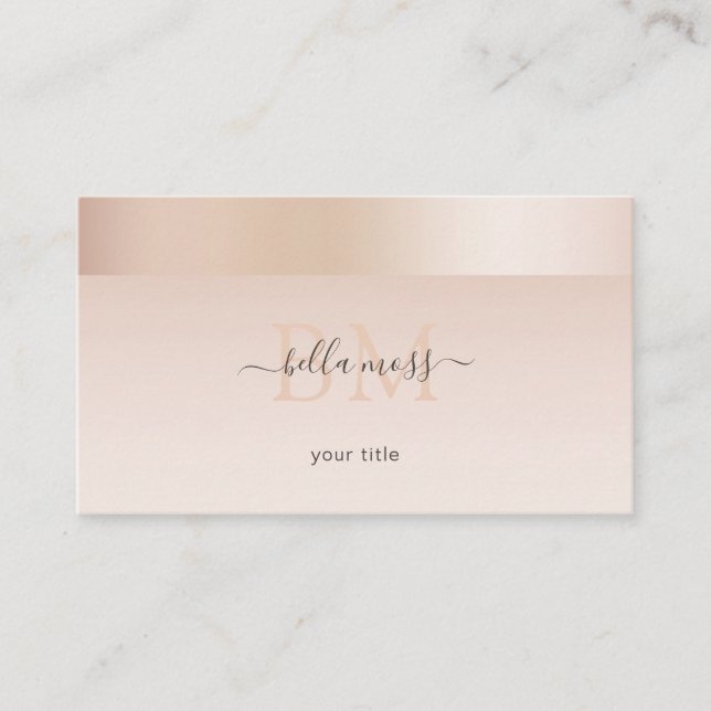 Tarjeta De Visita Monogramm Modern Minimal Beige (Anverso)