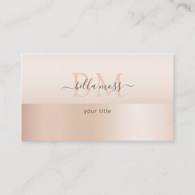 Tarjeta De Visita Monogramm Modern Minimal Beige (Anverso)