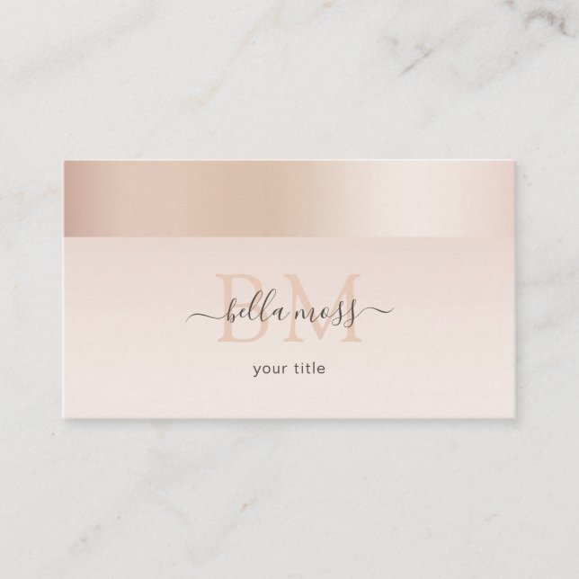 Tarjeta De Visita Monogramm Modern Minimal Beige (Anverso)
