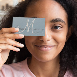 Tarjeta De Visita Monogrammed Professional, Linen Sky Blue