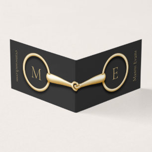 Tarjeta De Visita Monogramo Gold Snaffle Bit Horse Industria