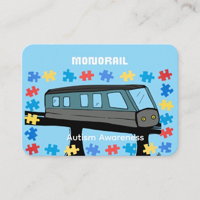 Tarjeta De Visita Monorail train car coaster autism puzzle  (Anverso)