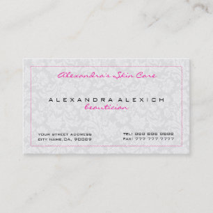 Tarjeta De Visita Monotones blancos Damascos florales vintage