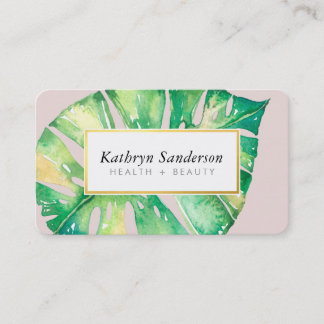 Tarjeta De Visita MONSTERA LEAF eco pintado de color agua moderno ro