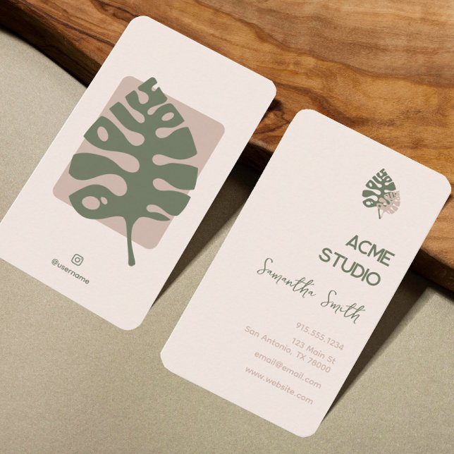Tarjeta De Visita Monstera Minimalista moderna (Subido por el creador)
