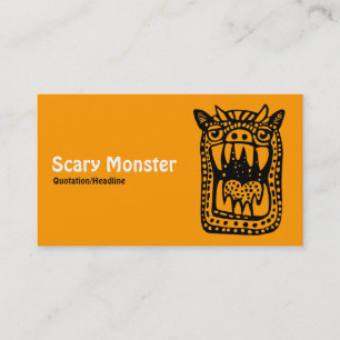 Tarjeta De Visita Monstruo aterrador - Naranja de fondo gris frontal