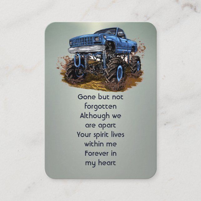 Tarjeta De Visita Monstruo de 4x4Truck Off Road en memoria de la ple (Anverso)