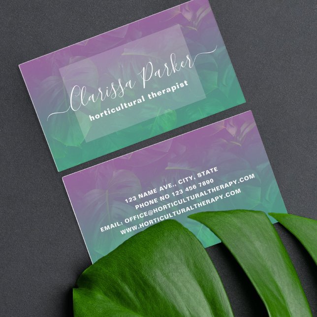 Tarjeta De Visita Monstruo Tropical Exótico Deja Ombre Verde Púrpura (Subido por el creador)