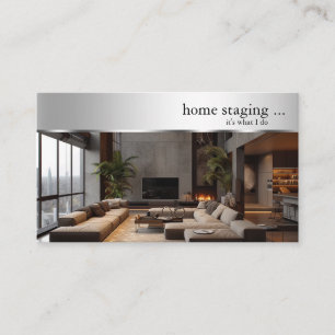 Tarjeta De Visita Montaje en casa de decorador moderno plateado