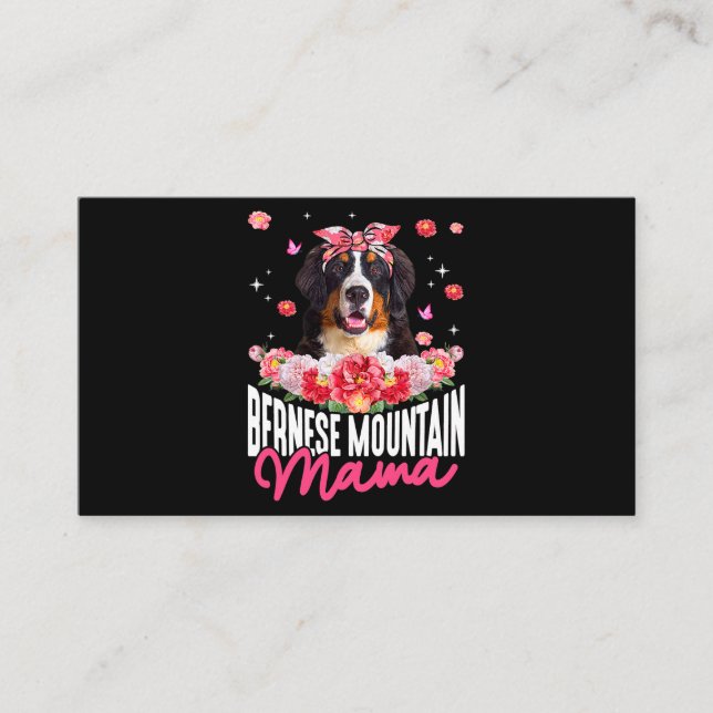 Tarjeta De Visita Montaña Bernesa Mama Flower Bandana Perro Lover Mo (Anverso)