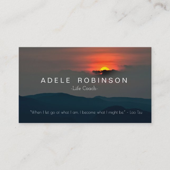 Tarjeta De Visita Montaña Sunrise Motivation Speaker Life Coach (Anverso)