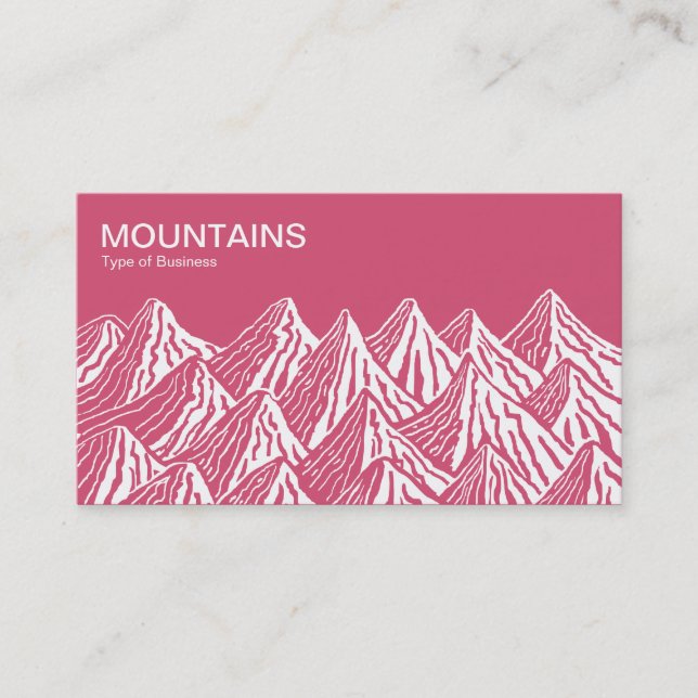 Tarjeta De Visita Montañas - Blanco y rosa profundo (Anverso)