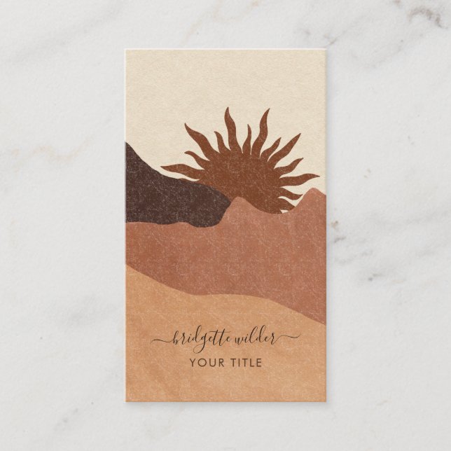 Tarjeta De Visita Montañas Boho Terracotta Sun (Anverso)