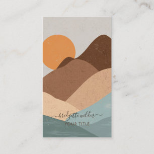 Tarjeta De Visita Montañas Boho Terracotta Sun