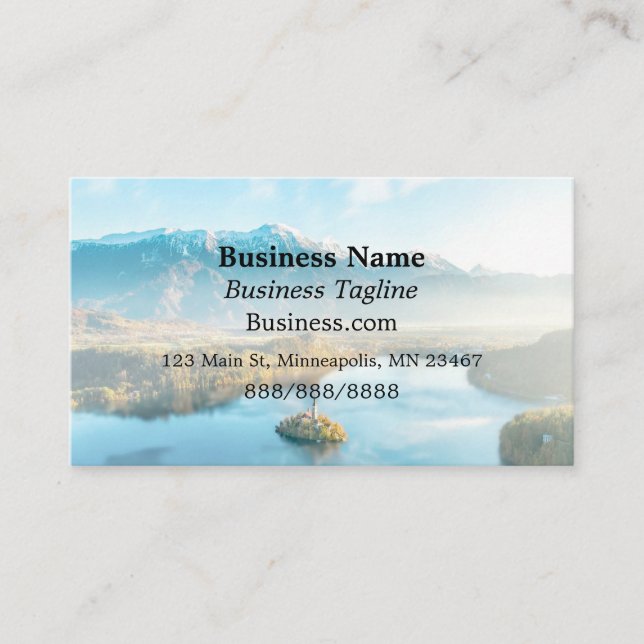 Tarjeta De Visita Montañas de bonitos y faro Fácil Negocio (Anverso)