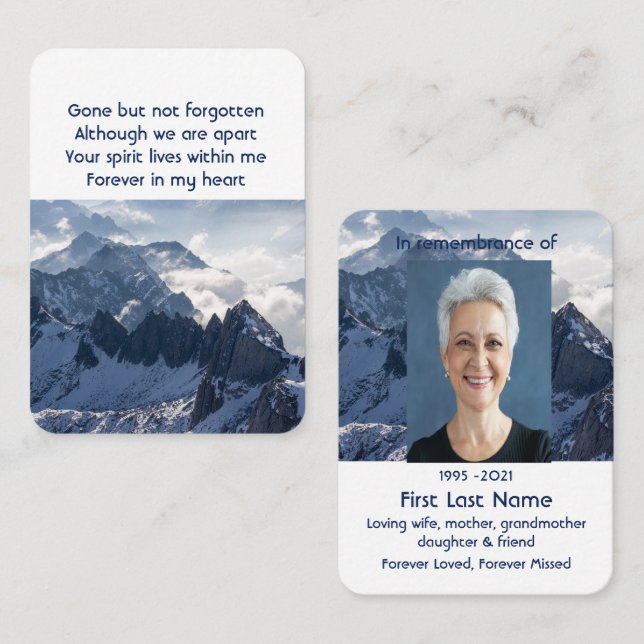 Tarjeta De Visita Montañas Monumento al Hogar Alpine Pocket Keepsake (Anverso / Reverso)