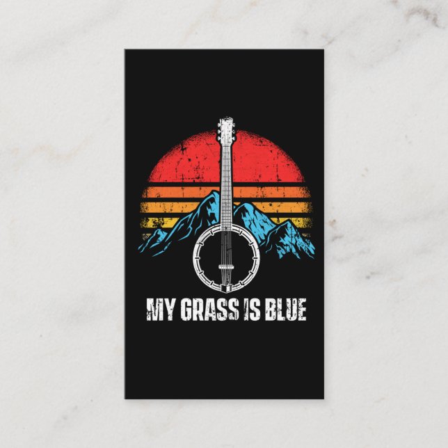 Tarjeta De Visita Montañas musicales del músico de Bluegrass Banjo P (Anverso)