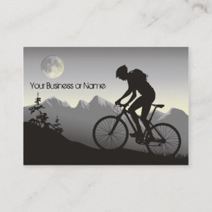 Tarjeta De Visita Montañas Silhouette Montaña Bike y Luna Llena