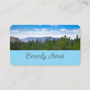Tarjeta De Visita montañas y árboles naturaleza paisaje arte sobre a