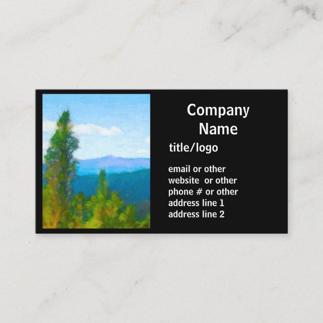 Tarjeta De Visita montañas y pinos naturaleza arte audaz personaliza (Anverso)