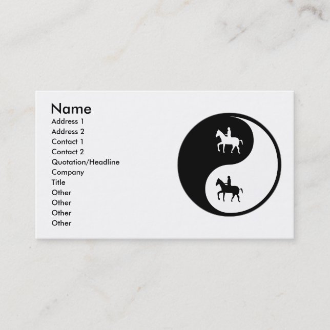 Tarjeta De Visita Montar a caballo de Yin Yang (Anverso)