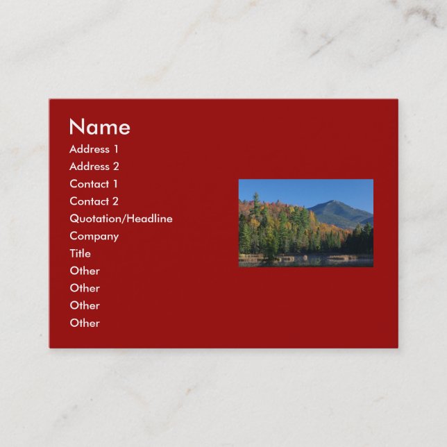 Tarjeta De Visita Monte Whiteface sobre Little Cherrypatch Pond (Anverso)