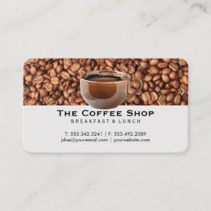 Tarjeta De Visita Montón de Granos de Café   Taza de Café Marrón