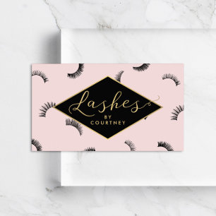 Tarjeta De Visita Montones de pestañas Patrón Lash Salon Rosa/Negro/